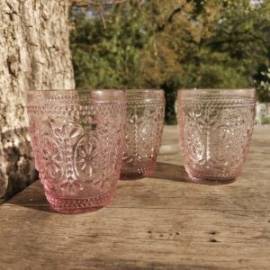 verre vintage rose pour photophore bougies ou verre table de mariage