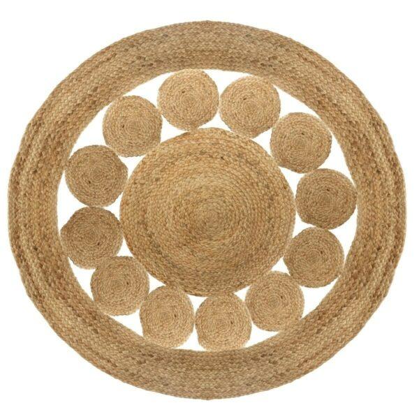 Location de tapis rond en jute pour votre mariage en Ille-et-Vilaine