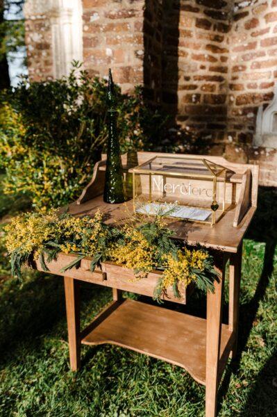 Table en bois pour location de mariage en Bretagne